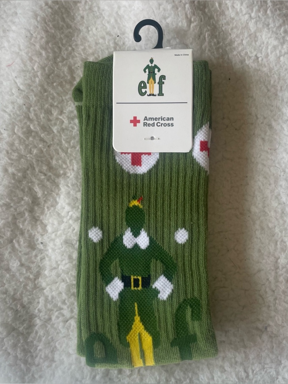 American Red Cross + Elf Movie Socks NWT Limited Edition.